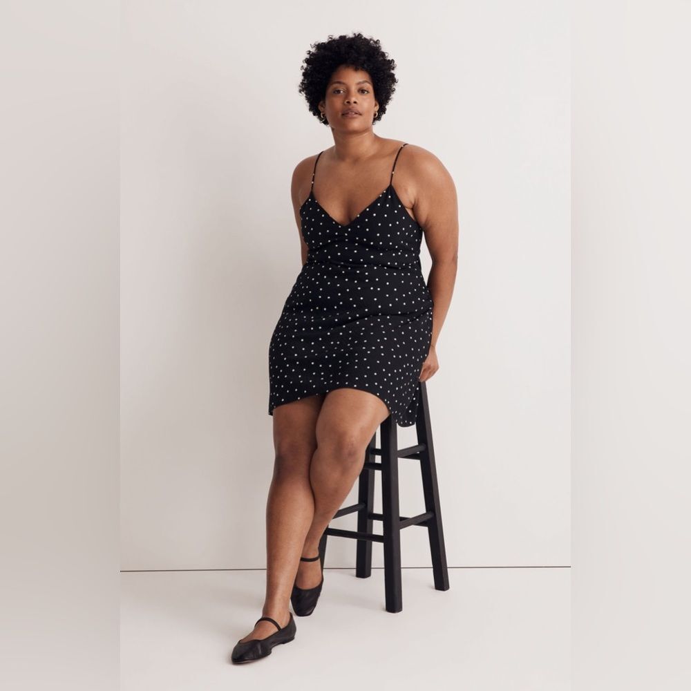 NWT Madewell Black Layton Bonsai Bloom Mini Slip Sundress